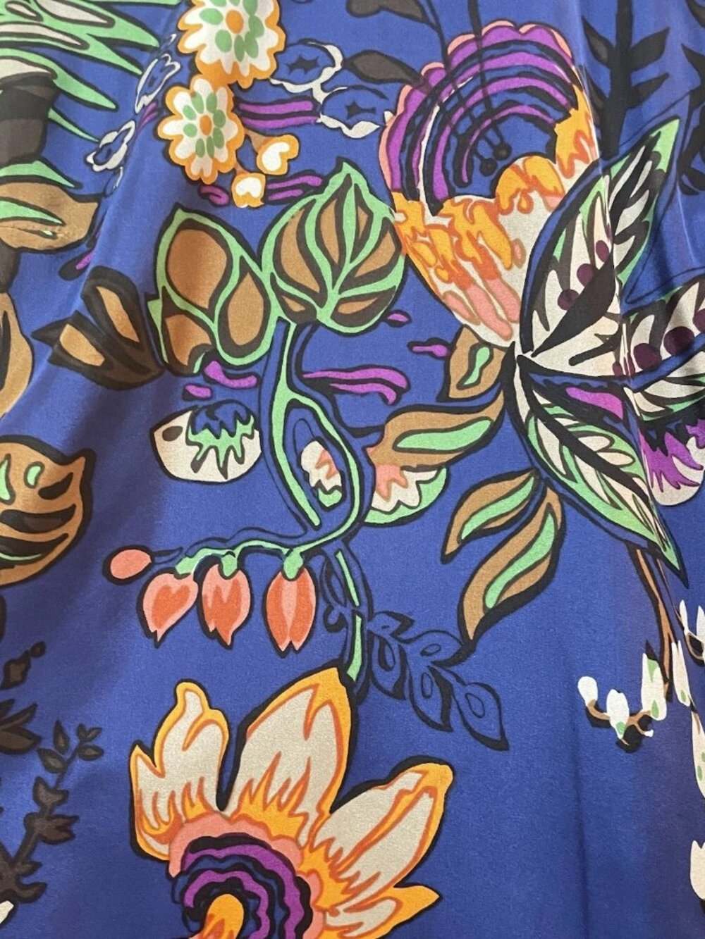 J. CREW Blue Tropical Floral 100% Silk Ruffle Dress Sz 4 - Picture 6 of 8